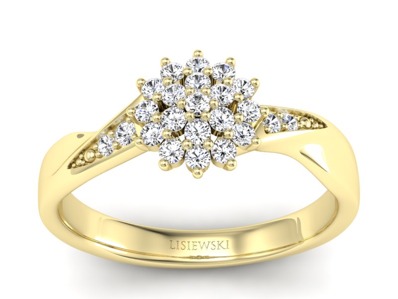 Złoty pierścionek z brylantami żółte złoto - P15360z