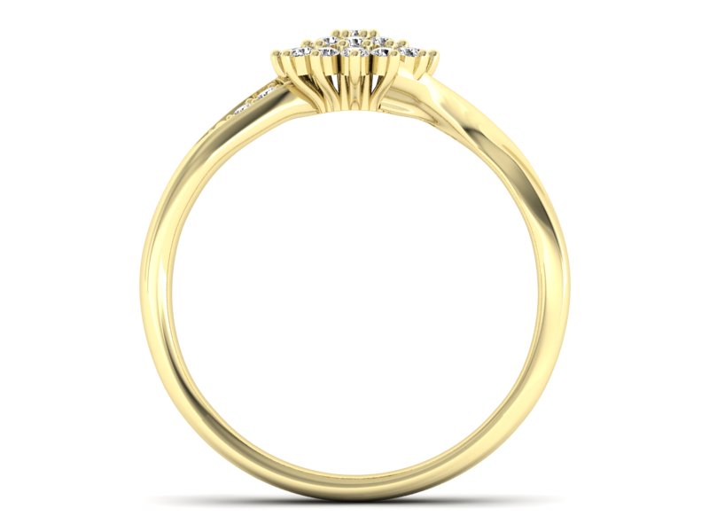 Złoty pierścionek z brylantami żółte złoto - P15360z — zdjęcie 2