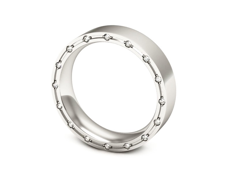 Pierścionek obrączka z brylantami białe złoto - P15371b — zdjęcie 3