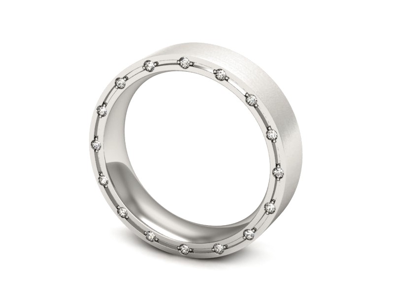 Pierścionek obrączka z brylantami białe złoto - P15371bmp — zdjęcie 3