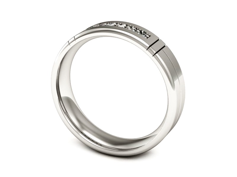Pierścionek obrączka z brylantami białe złoto - P15373b — zdjęcie 3