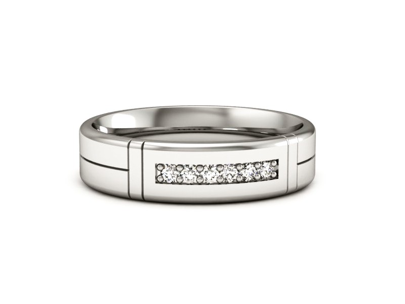 Pierścionek obrączka z brylantami białe złoto - P15373b — zdjęcie 2