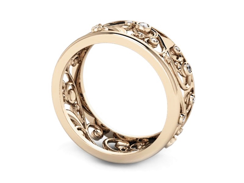 Obrączka z brylantami różowe złoto - P15375c — zdjęcie 3