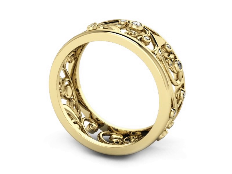 Obrączka z brylantami żółte złoto - P15375z — zdjęcie 3