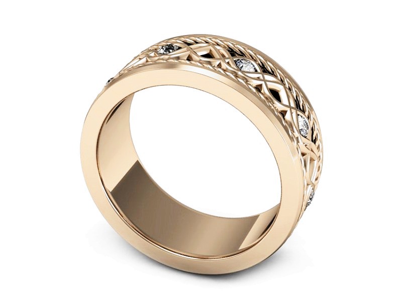 Obrączka z brylantami różowe złoto - P15376c — zdjęcie 3