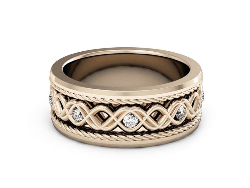 Obrączka z brylantami różowe złoto - P15376c — zdjęcie 2