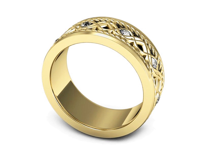 Obrączka z brylantami żółte złoto - P15376z — zdjęcie 3