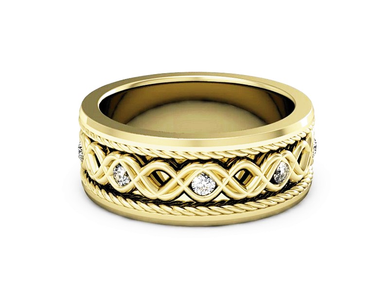 Obrączka z brylantami żółte złoto - P15376z — zdjęcie 2