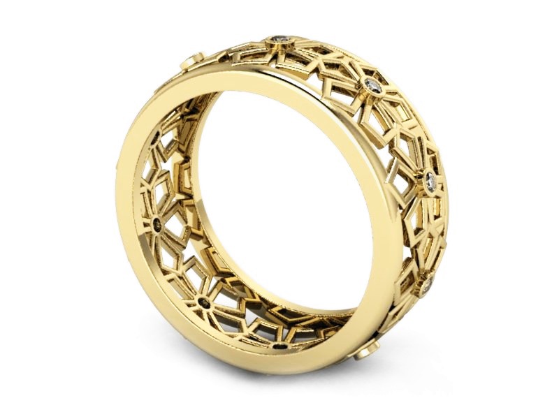 Obrączka z brylantami żółte złoto - P15377z — zdjęcie 3