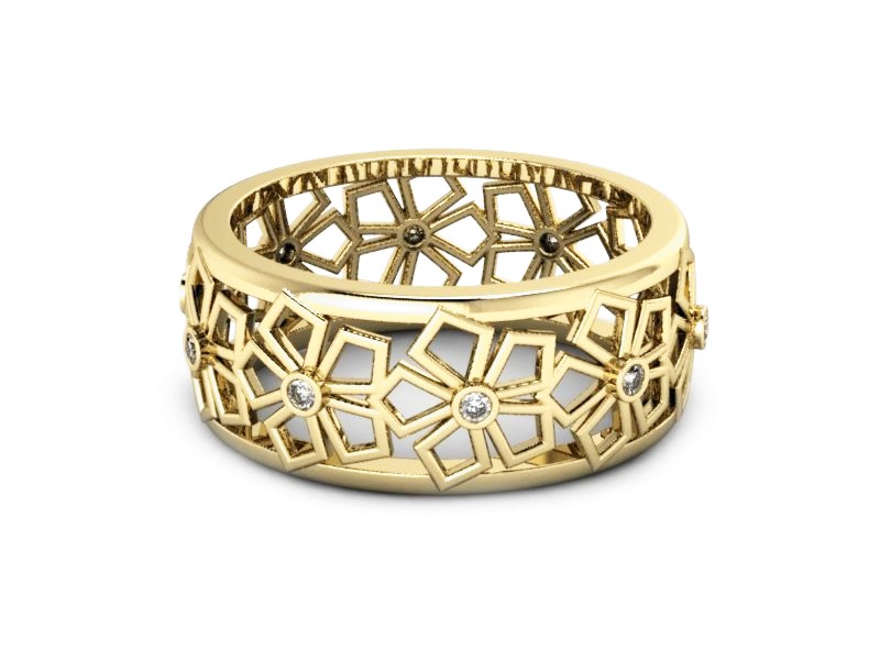 Obrączka z brylantami żółte złoto - P15377z — zdjęcie 2