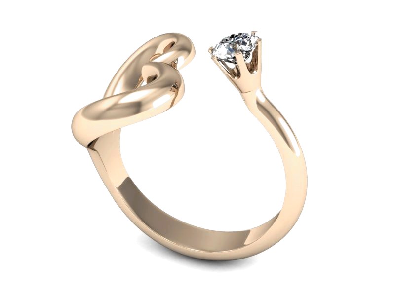 Złoty pierścionek z brylantem różowe złoto - P15378c — zdjęcie 3