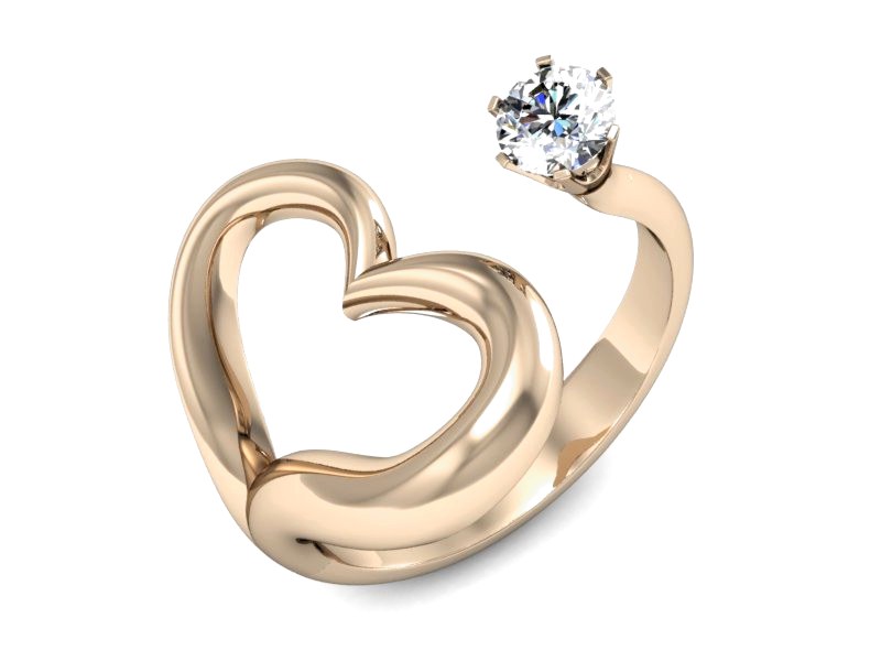 Złoty pierścionek z brylantem różowe złoto - P15378c