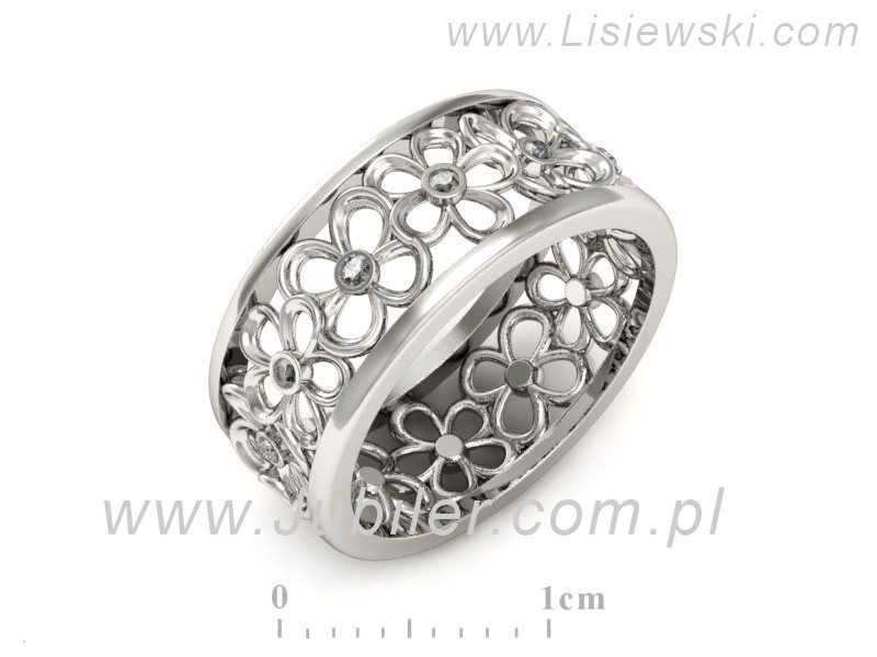 Pierscionek Obrączka z brylantami białe złoto próba 585 - P15385b - 1