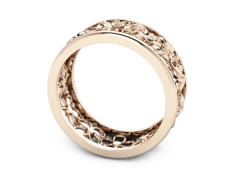 Obrączka z brylantami różowe złoto - P15385c — zdjęcie 3