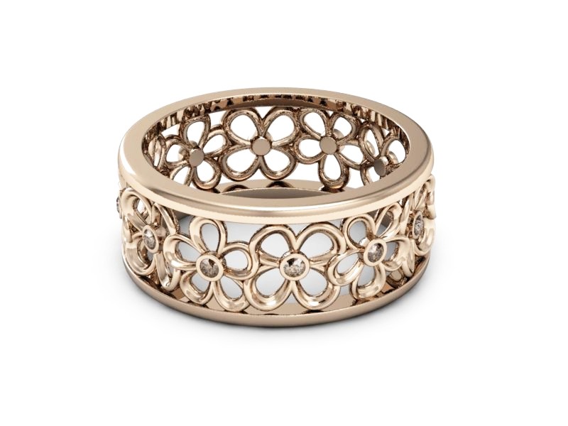 Obrączka z brylantami różowe złoto - P15385c — zdjęcie 2