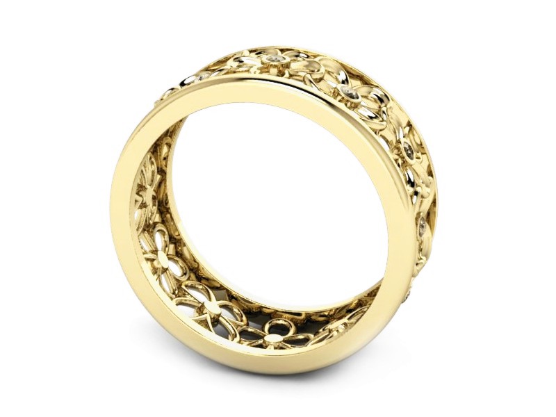 Obrączka z brylantami żółte złoto - P15385z — zdjęcie 3