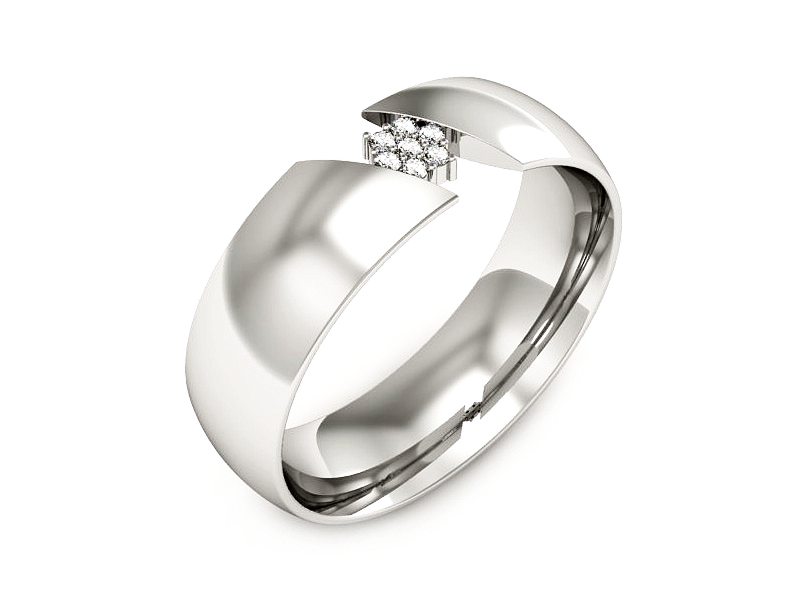 Pierścionek obrączka z brylantami białe złoto - P15392b