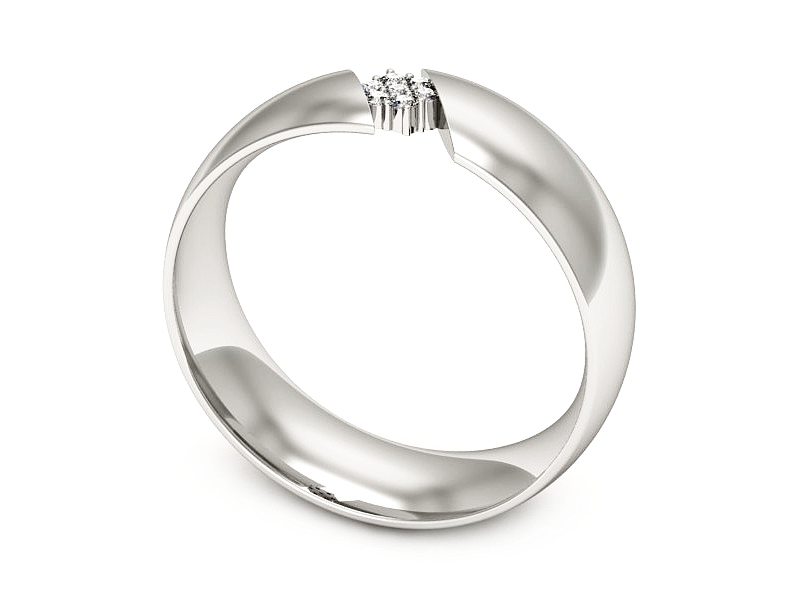 Pierścionek obrączka z brylantami białe złoto - P15392b — zdjęcie 3