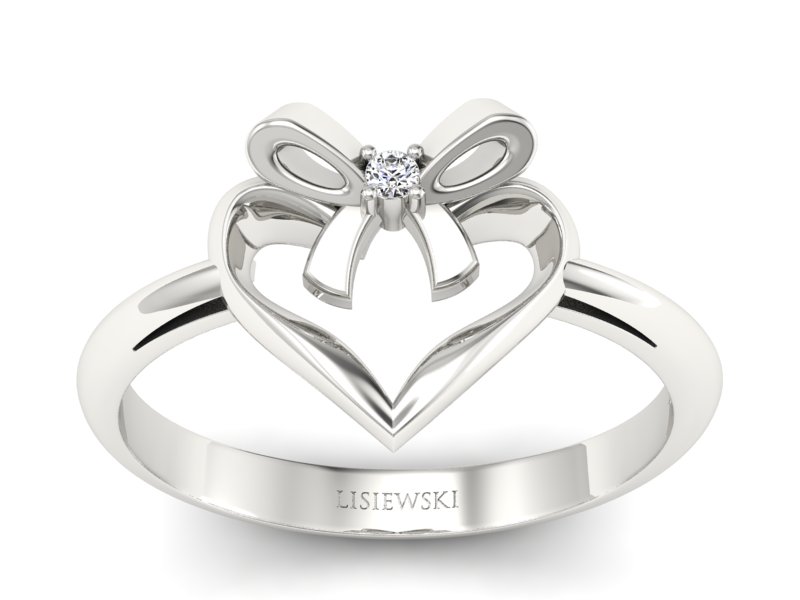 Złoty pierścionek z brylantem białe złoto - P15418b