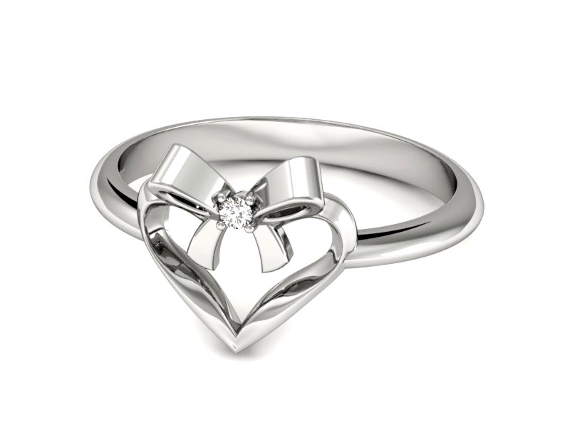 Złoty pierścionek z brylantem białe złoto - P15418b — zdjęcie 5