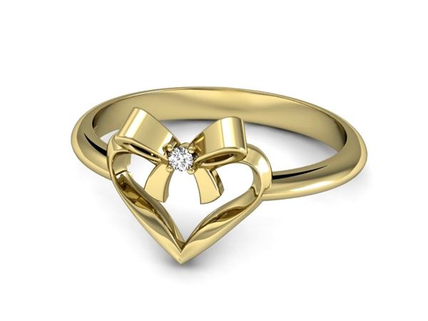 Złoty Pierścionek zaręczynowy z brylantem złoto - P15418z