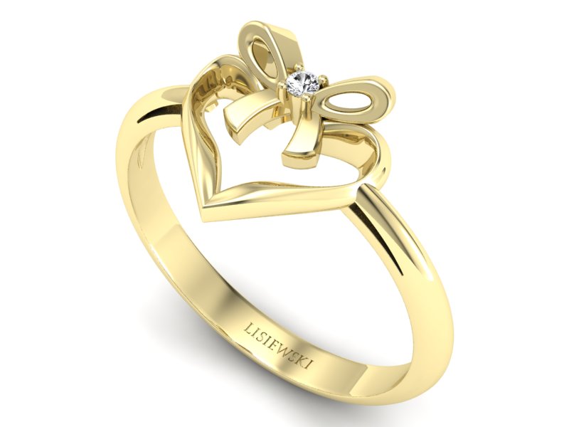 Złoty pierścionek zaręczynowy z brylantem - P15418z — zdjęcie 3