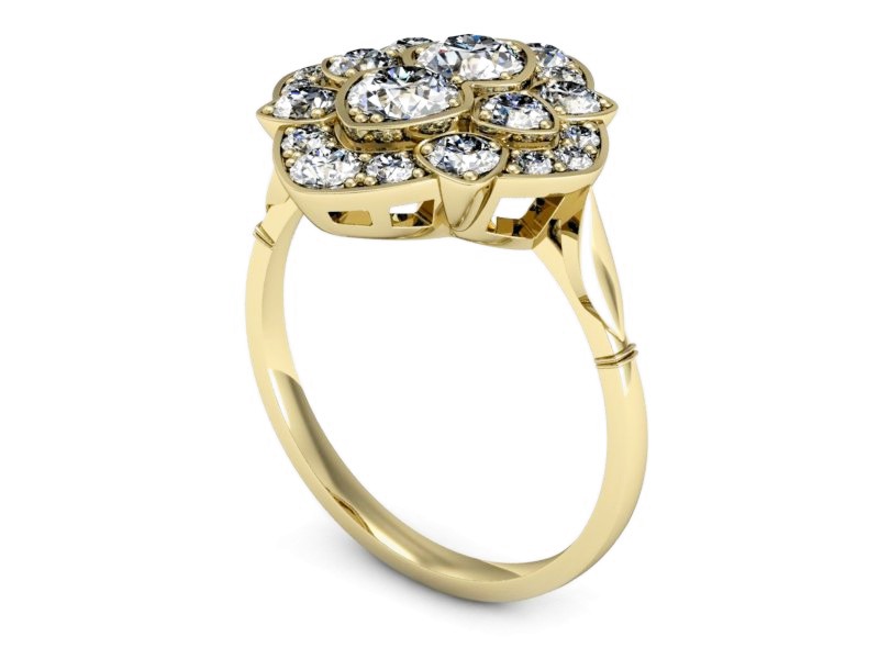 Złoty pierścionek z brylantami żółte złoto - P15425z — zdjęcie 3