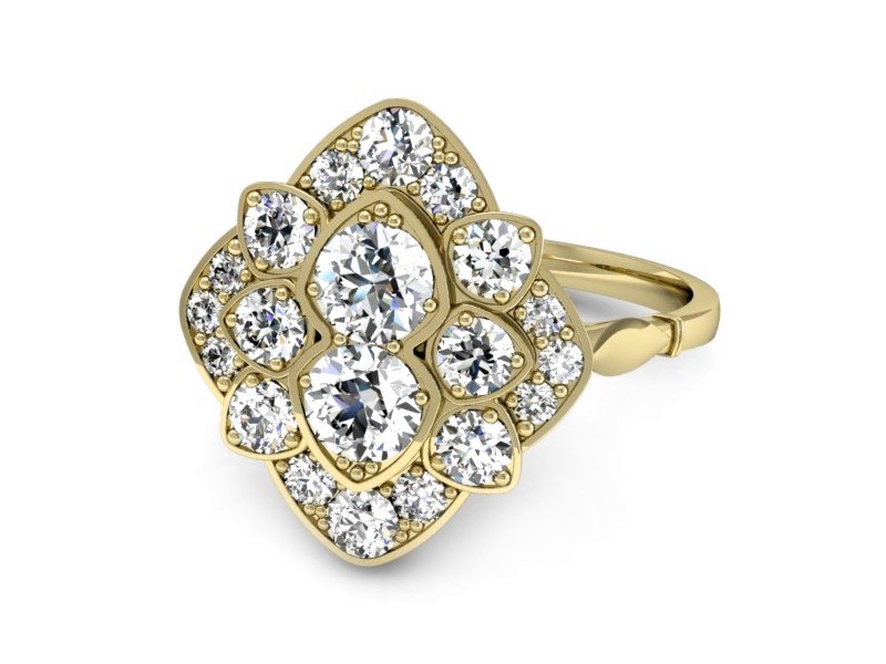 Złoty pierścionek z brylantami żółte złoto - P15425z — zdjęcie 2