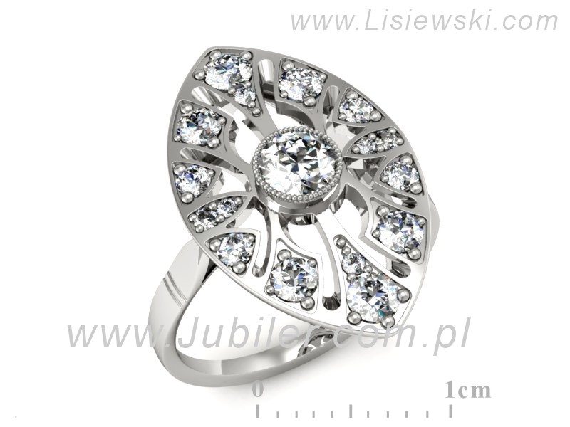 Złoty pierścionek z brylantami białe złoto - P15430b