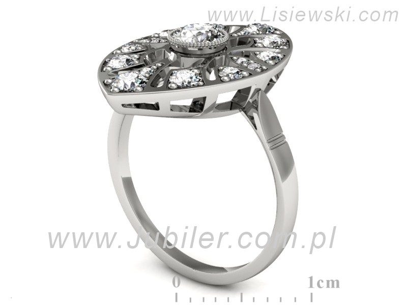 Złoty pierścionek z brylantami białe złoto - P15430b — zdjęcie 3