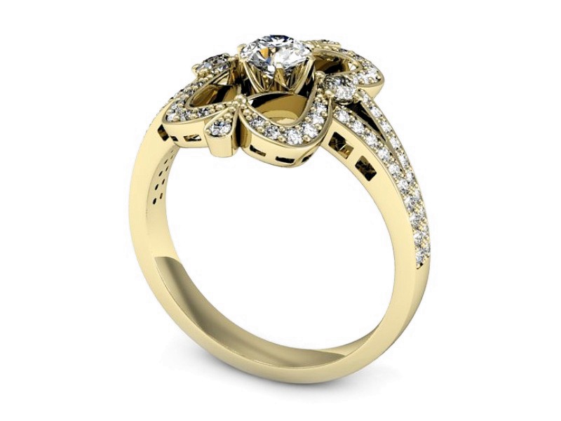 Złoty pierścionek z brylantami żółte złoto - P15433z — zdjęcie 3