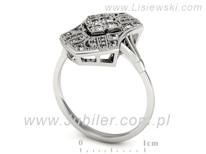 Złoty pierścionek z brylantami białe złoto - P15465b — zdjęcie 3