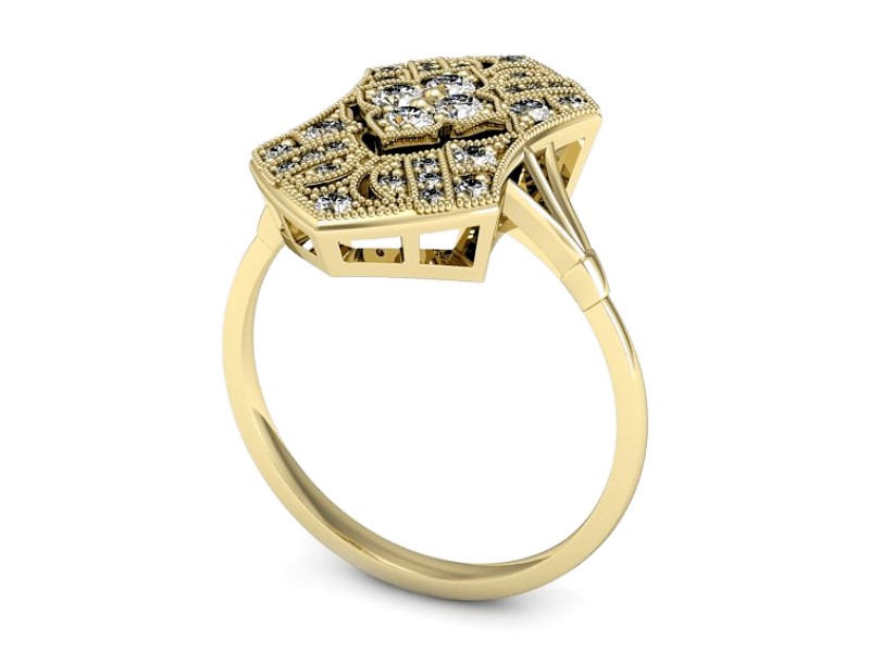 Złoty pierścionek z brylantami żółte złoto - P15465z — zdjęcie 3