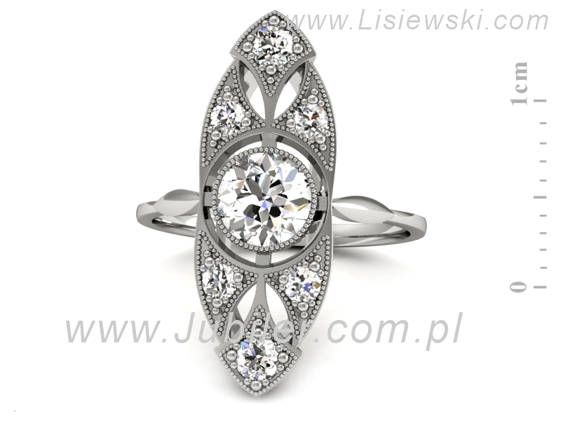 Złoty pierścionek z brylantami białe złoto - P15466b — zdjęcie 2