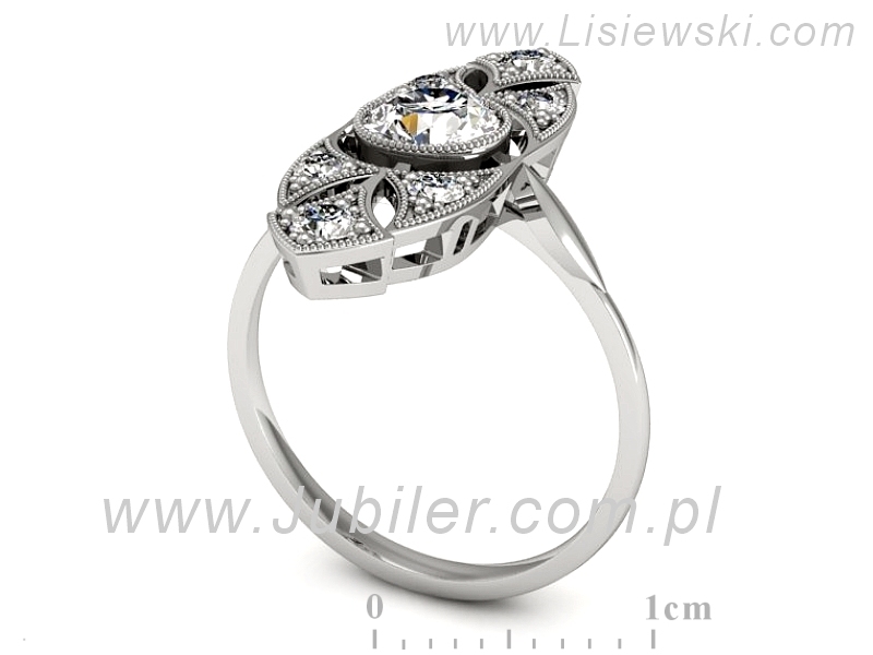 Złoty pierścionek z brylantami białe złoto - P15466b — zdjęcie 3