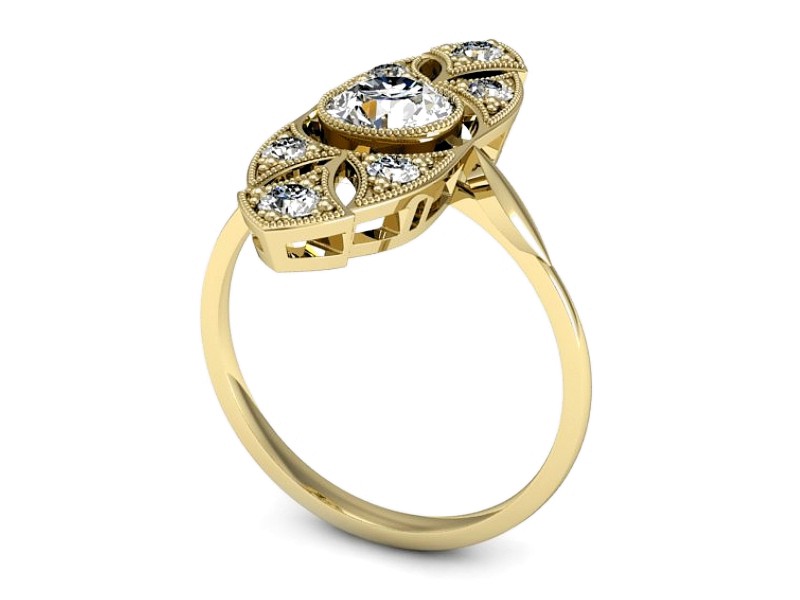 Złoty pierścionek z brylantami żółte złoto - P15466z — zdjęcie 3