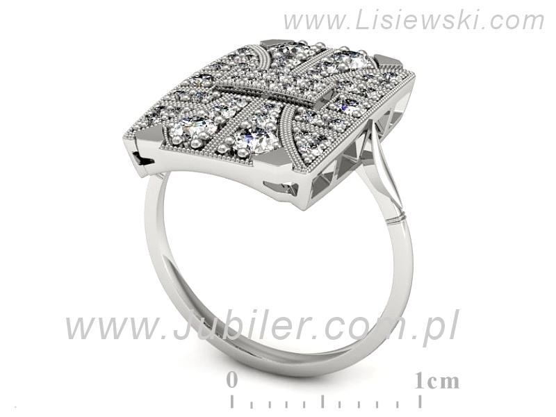 Złoty pierścionek z brylantami białe złoto - P15467b — zdjęcie 3