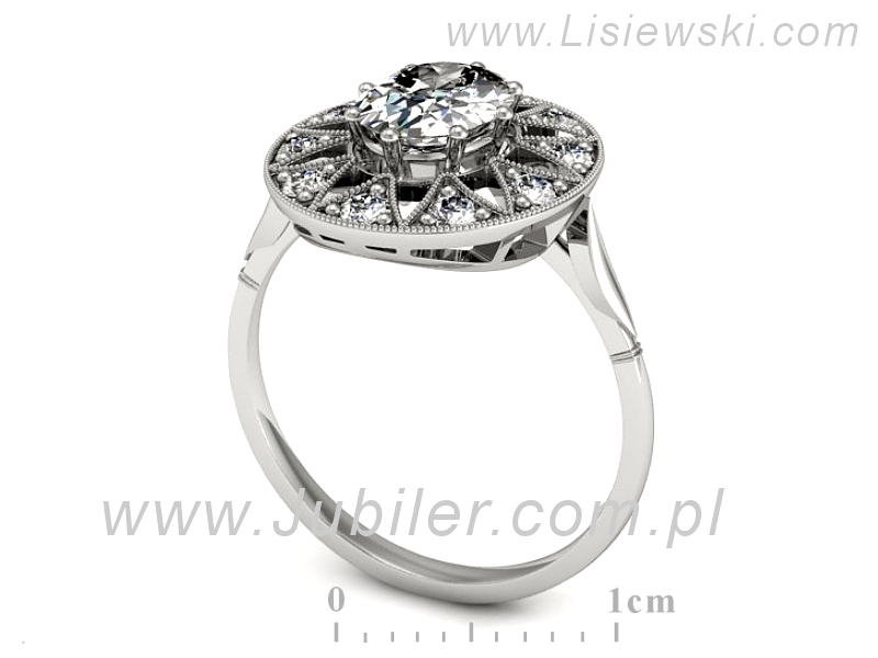 Złoty pierścionek z brylantami białe złoto - P15484b — zdjęcie 3