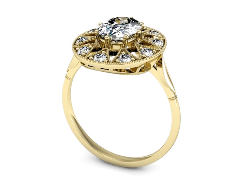 Złoty pierścionek z brylantami żółte złoto - P15484z — zdjęcie 3