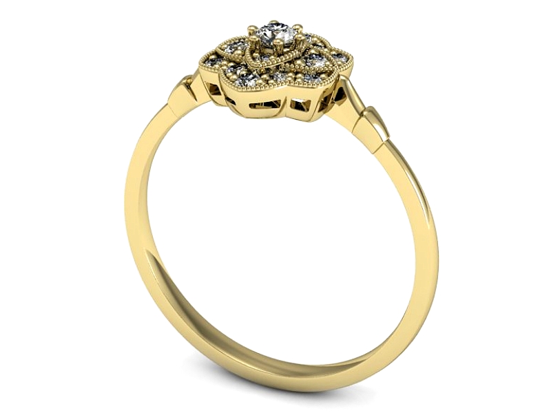 Złoty pierścionek z brylantami żółte złoto - P15487z — zdjęcie 3