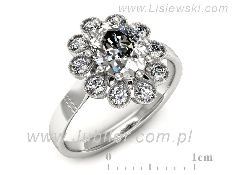 Złoty pierścionek z brylantami białe złoto - P15488b