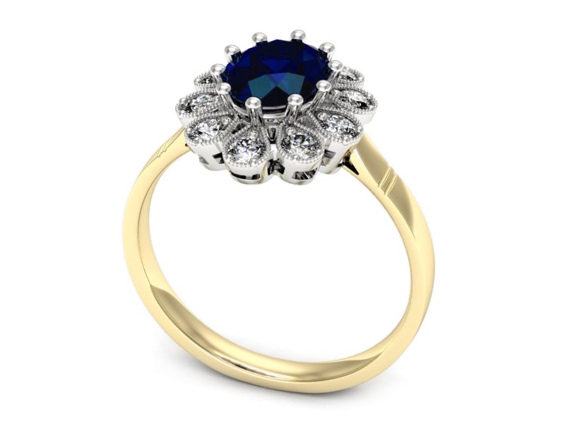 Pierścionek z szafirem i brylantami - p15488zbsz — zdjęcie 3