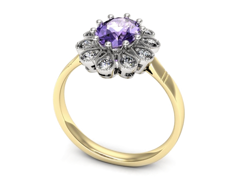 Pierścionek z tanzanitem i brylantami - p15488zbt — zdjęcie 3