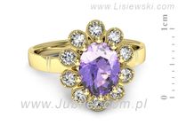 Pierścionek żółte złoto z tanzanitem i brylantami - p15488zt- 2