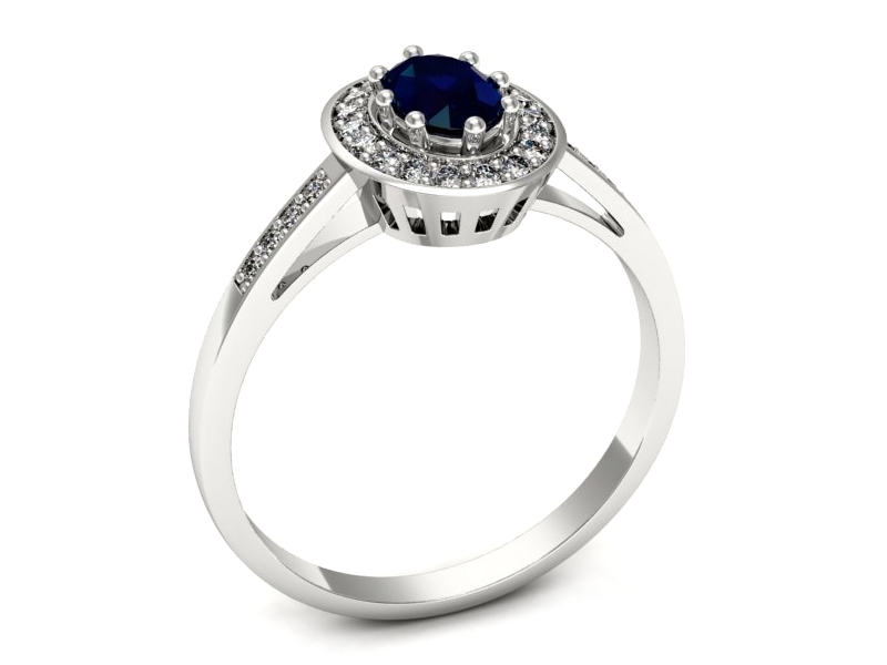 Pierścionek z szafirem i brylantami białe złoto - p15508bsz — zdjęcie 3