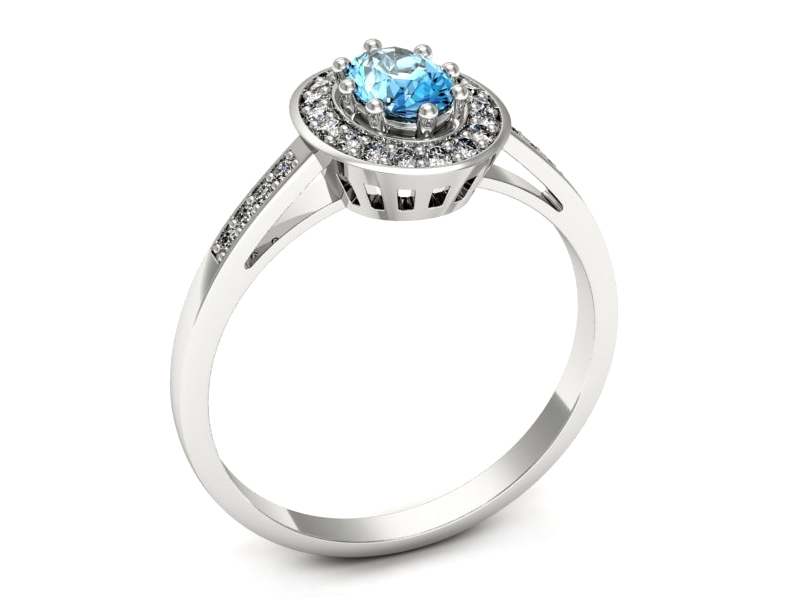 Pierścionek z topazem i brylantami białe złoto - p15508btp — zdjęcie 3