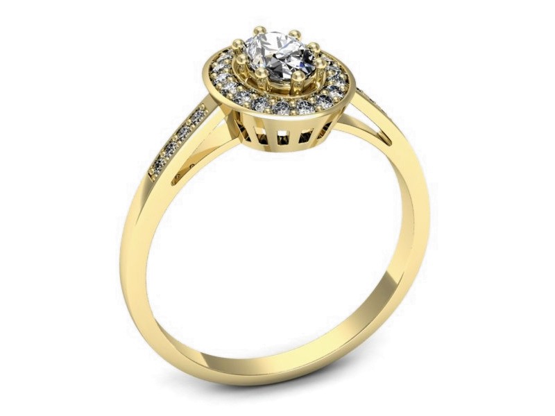 Złoty pierścionek z brylantami żółte złoto - P15508z — zdjęcie 3