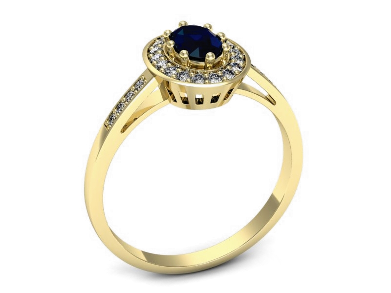 Pierścionek z szafirem i brylantami żółte złoto - p15508zsz — zdjęcie 3