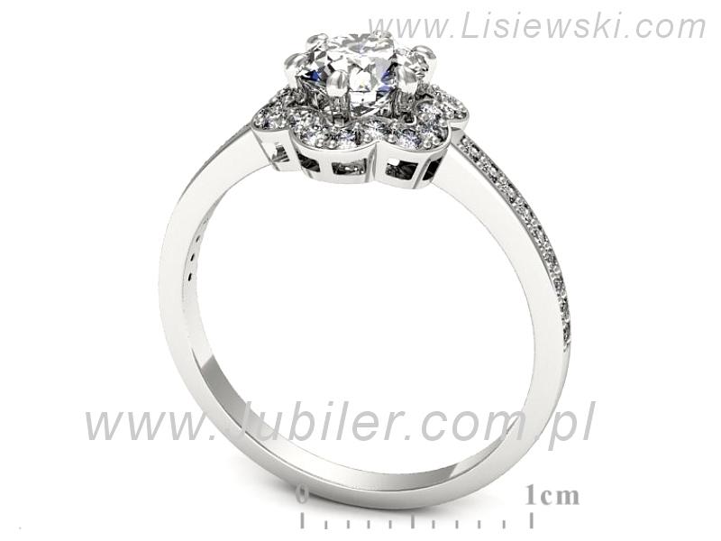 Złoty pierścionek z brylantami białe złoto - P15512b — zdjęcie 3