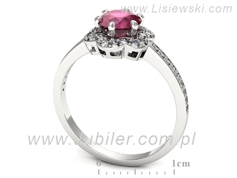 Pierścionek z rubinem i brylantami białe złoto - p15512br — zdjęcie 3